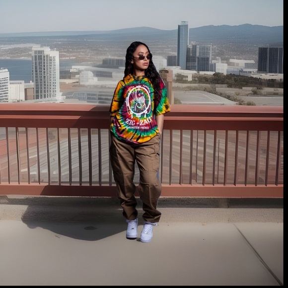 TIE DYE ZIG ZAG Braunstein Fr'eres Qualite Superieurp Portrait Of ZZ Man T-Shirt - Picture 10 of 15